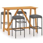 vidaXL Ensemble de bar de jardin avec coussins 5 Pièces Gris