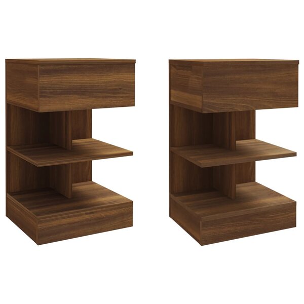 vidaXL Tables de chevet 2Pièces Chêne marron 40x35x65cm Bois d'ingénierie