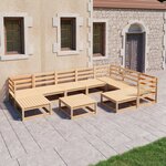 vidaXL Salon de jardin 10 Pièces Bois de pin massif
