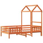 vidaXL Cadre de lit avec toit cire marron 75x190 cm bois massif de pin
