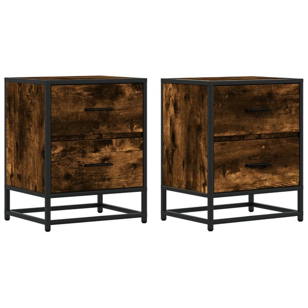 vidaXL Tables de chevet 2 Pièces chêne fumé 40x31x50 cm bois ingénierie