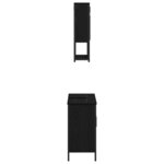 vidaXL Ensemble de mobilier de salle de bain avec étagère 2 Pièces Noir