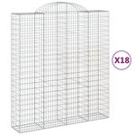 vidaXL Paniers à gabions arqués 18 Pièces 200x50x220/240 cm Fer galvanisé
