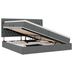 vidaXL Lit avec rangement et LED Gris foncé 200 x 200 cm Polyester