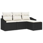 vidaXL Set de jardin de 4 pièces avec coussins - Polyrotin noir