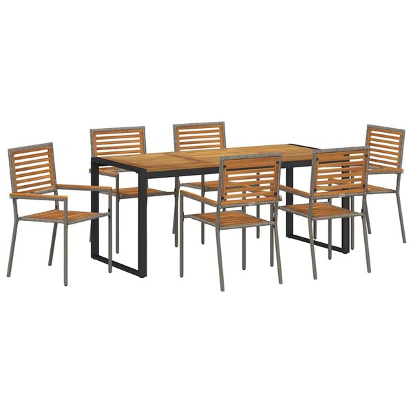 vidaXL Ensemble de salle à manger pour jardin 7 Pièces Gris et marron