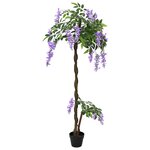 vidaXL Arbre à fleurs en haricot artificiel Pourpre 80 x 18 x 160 cm