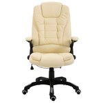 Chaise fauteuil siège de bureau informatique étude similicuir crème 02_0024000