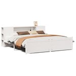 vidaXL Lit bibliothèque sans matelas blanc 200x200 cm bois pin massif