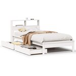 vidaXL Lit bibliothèque sans matelas blanc 100x200 cm bois pin massif