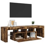 vidaXL Meuble TV avec lumières LED Chêne fumé 140x36 5x40 cm