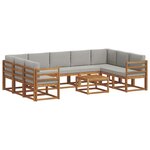 vidaXL Ensemble de canapés d'extérieur 10 Pièces Gris Naturel et Clair