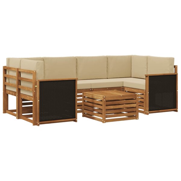 vidaXL Ensemble de canapés d'extérieur 7 pc Naturel et Beige