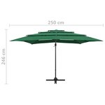 vidaXL Parasol à 4 niveaux avec mât en aluminium Vert 250x250 cm