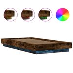 vidaXL Cadre de lit et lumières LED sans matelas chêne fumé 90x200 cm