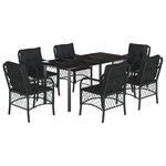 vidaXL Ensemble à manger de jardin coussins 7Pièces Noir Résine tressée
