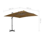 vidaXL Parasol déporté avec mât en aluminium 300x300 cm taupe