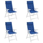 vidaXL Coussins de chaise à dossier haut lot de 4 bleu royal