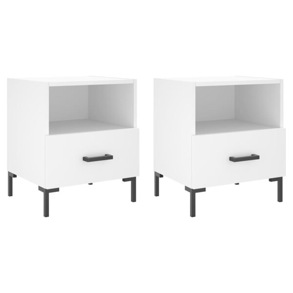 vidaXL Tables de chevet 2 Pièces blanc 40x35x47 5 cm bois d’ingénierie
