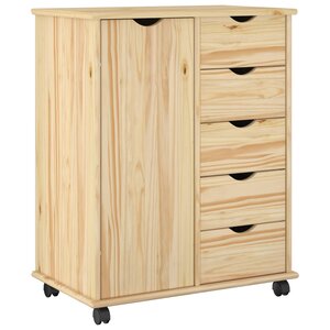 vidaXL Cabinet roulant 63 5 x 39 x 79 cm Bois de Pin Massif Marron