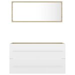 vidaXL Ensemble de meubles de salle de bain 2Pièces blanc et chêne sonoma