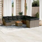 vidaXL Salon de jardin avec coussins 12 Pièces gris résine tressée