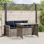 vidaXL Ensemble à manger de jardin et coussins 2 Pièces gris rotin
