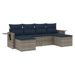 vidaXL Salon de jardin 6 Pièces avec coussins gris résine tressée