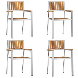 vidaXL Chaise de jardin 4 pc Bois d'acacia massif et acier inoxydable