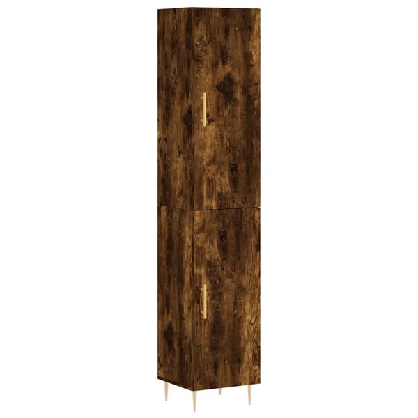 vidaXL Buffet haut Chêne fumé 34 5x34x180 cm Bois d'ingénierie
