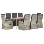 vidaXL Ensemble à manger de jardin 9 Pièces coussins gris résine tressée