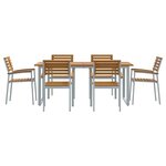 vidaXL Ensemble de salle à manger pour jardin 7 Pièces Gris et marron