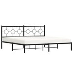 vidaXL Cadre de lit métal sans matelas avec tête de lit noir 200x200cm