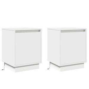 vidaXL Cabinet de chevet avec 2 Pièces Blanc 39 x 34.5 x 50 cm