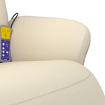 vidaXL Fauteuil inclinable de massage et repose-pieds crème similicuir