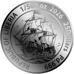 Monnaie FLYING DUTCHMAN 1/500 Oz Palladium 25$ Liberia 2026 (PRÉCOMMANDE)