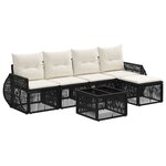 vidaXL Ensemble de canapé de jardin 6 Pièces Noir et blanc crème