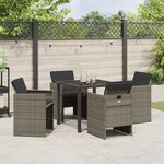 vidaXL Ensemble de salle à manger pour jardin 5 Pièces Gris polyrotin