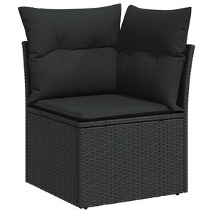 vidaXL Ensemble de canapé de jardin avec coussin 9 Pièces Noir