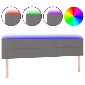 vidaXL Tête de lit à LED Gris foncé 160x5x78/88 cm Tissu