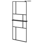 vidaXL Paroi de douche avec étagère Noir 80x195 cm Verre ESG&Aluminium