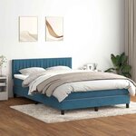 vidaXL Sommier à lattes de lit et matelas et LED bleu foncé 160x210cm velours
