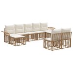 vidaXL Ensemble de canapés d'extérieur 9 Pièces Blanc Naturel et Crème