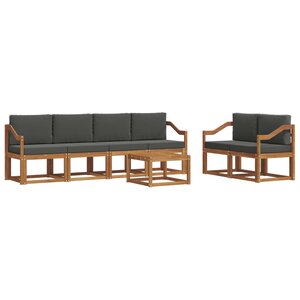 vidaXL Ensemble de canapés d'extérieur 7 Pièces Naturel et Anthracite