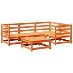 vidaXL Salon de jardin 5 Pièces cire marron bois de pin massif