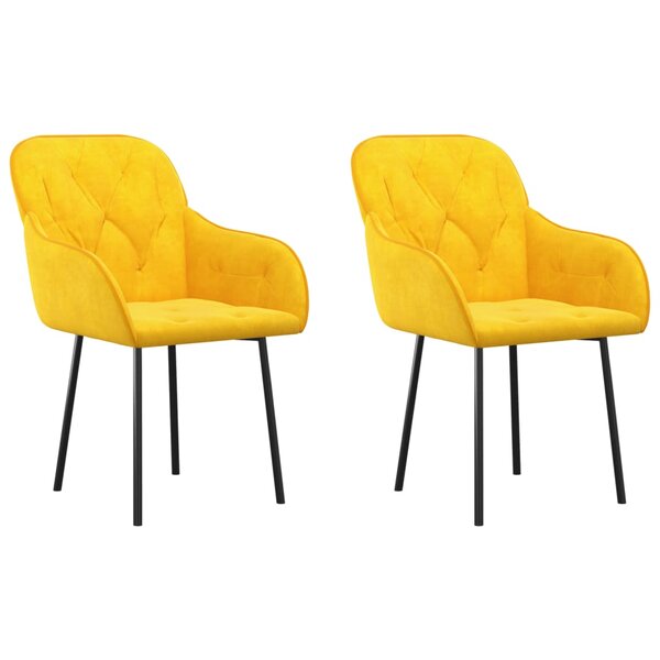 vidaXL Chaises à manger lot de 2 Jaune Velours