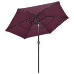 vidaXL Parasol de jardin à 3 niveaux mât en aluminium rouge bordeaux