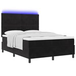 vidaXL Lit à ressort LED avec matelas Noir 140 x 200 cm tissu