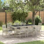 vidaXL Ensemble de salle à manger pour jardin 9 Pièces Gris clair