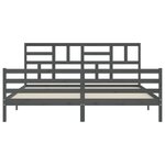 vidaXL Cadre de lit avec tête de lit gris 200x200 cm bois massif